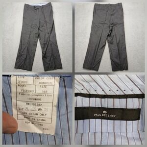 Paul Betenly Wool‎ Dress Pants Men's 36R Charcoal Florence Model
